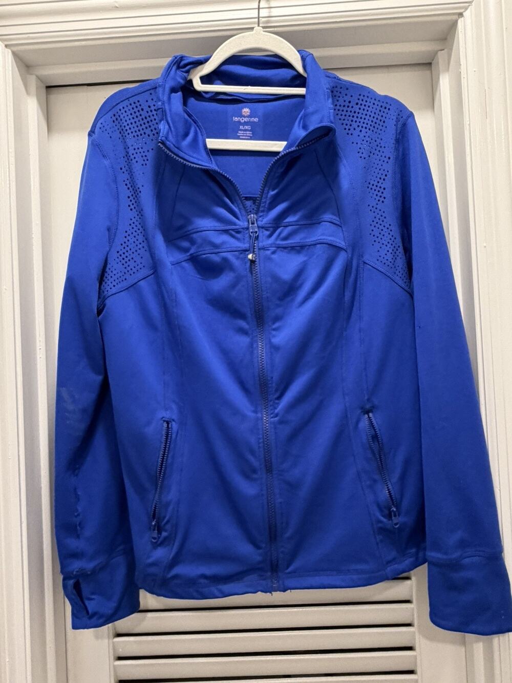Tangerine Full Zip Jacket XL Athletic Running Blue Thumbholes Zip Pocket